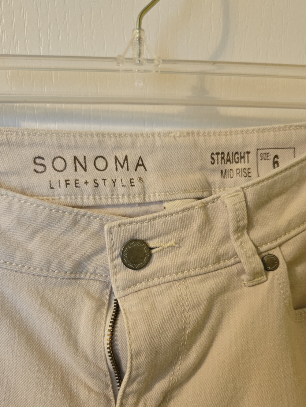 Sonoma Light Beige Straight Mid-Rise Jeans